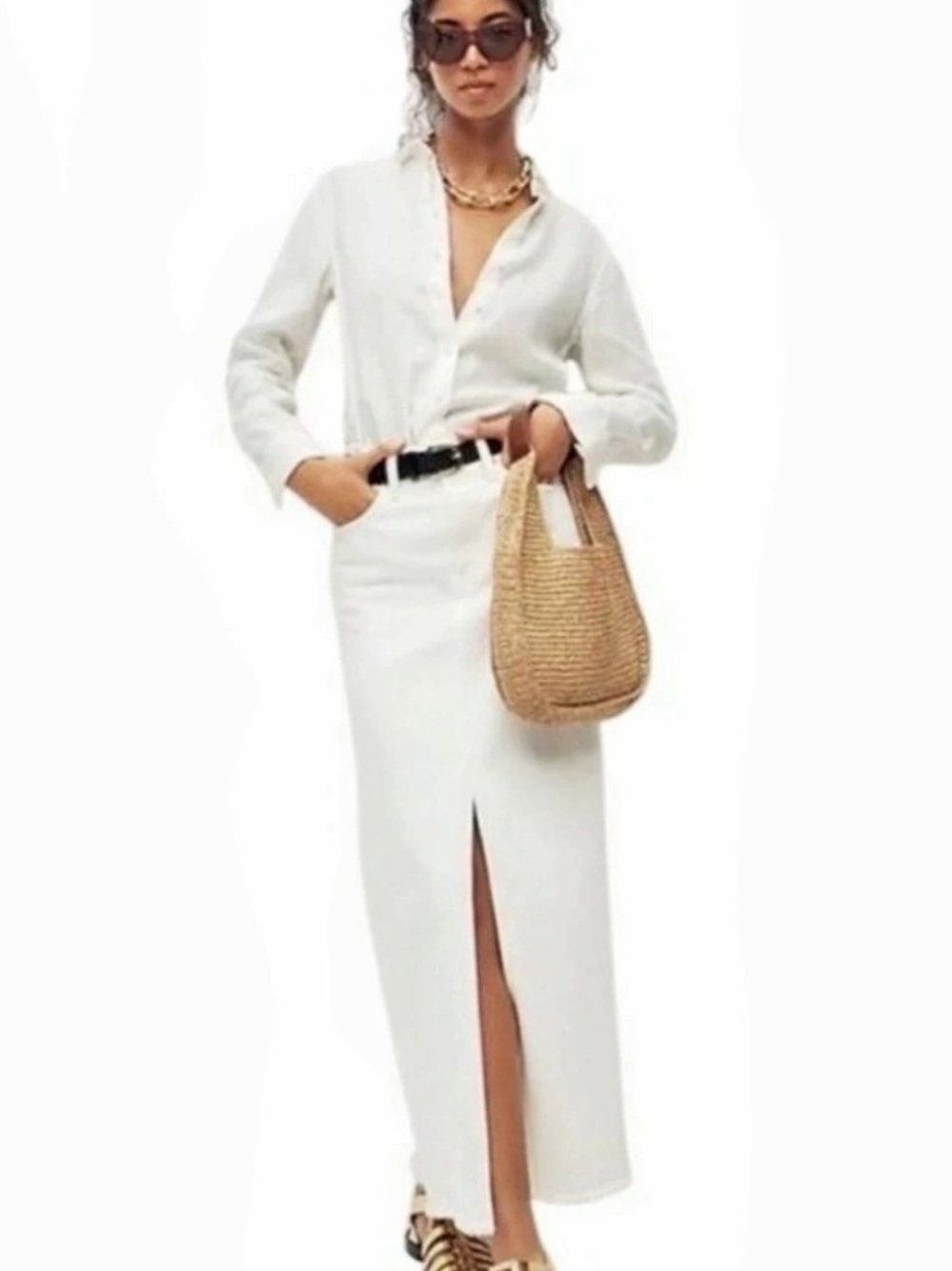 J.Crew Denim maxi skirt in white Denim White Size 12 NWT
